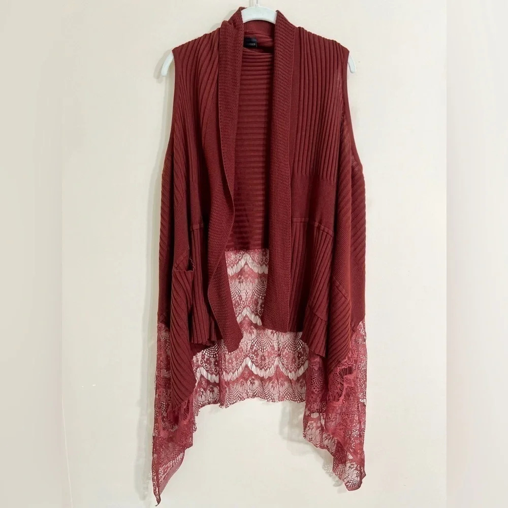 OS COCO +‎ CARMEN Open Lace Cardigan W Pockets Boho Romantic Whimsical Layering